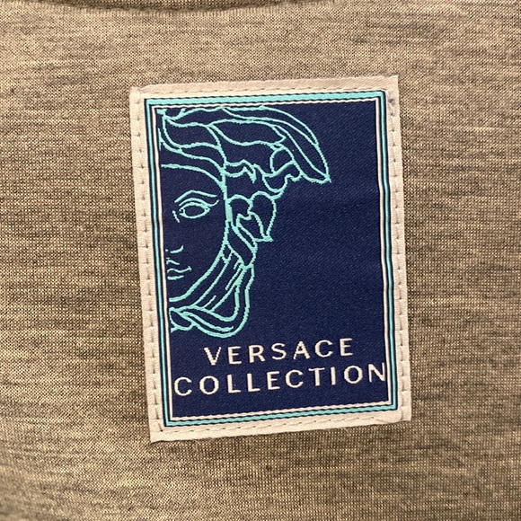 Versace Gray Scuba Bomber Jacket with Turquoise Trim Sz XL - Picture 10 of 13